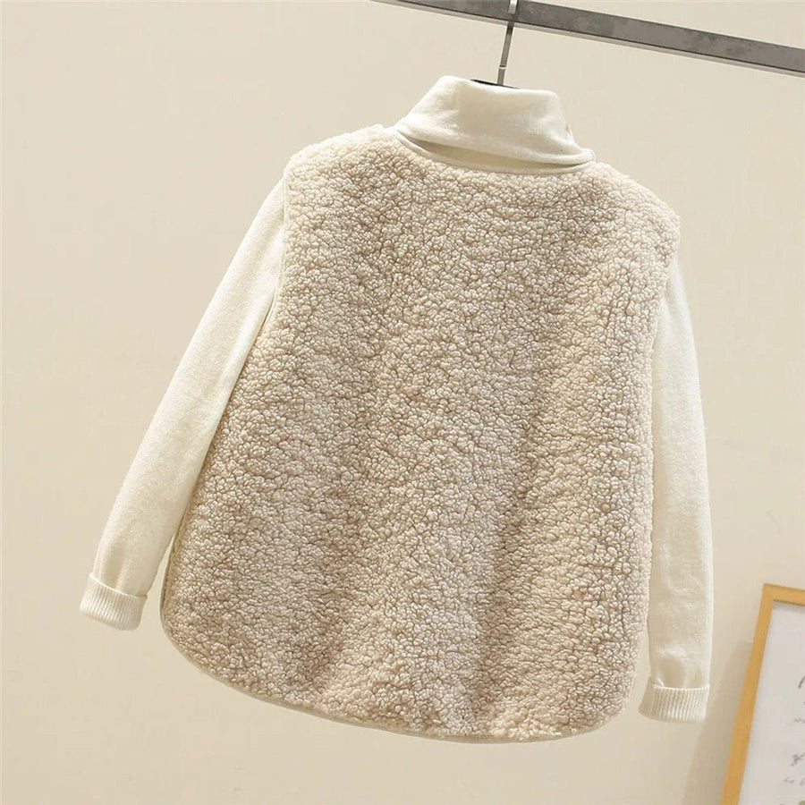 Marlene | Women's Teddy Fleece Button Puffer Vest