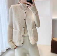 Marlene | Women's Teddy Fleece Button Puffer Vest