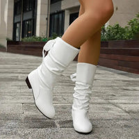 Marie | Women's Faux Leather Block Heel Lace-Up Calf Boots