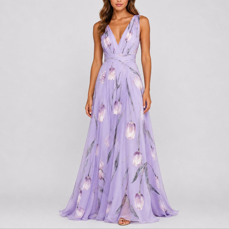 Nora | Women's Floral Chiffon Maxi Dress for Weddings and Occasions