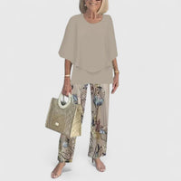 Sanne | Women's Botanical Print Batwing Top and Wide Leg Trouser Set