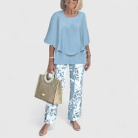 Sanne | Women's Botanical Print Batwing Top and Wide Leg Trouser Set