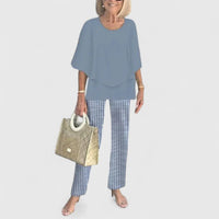 Sanne | Women's Botanical Print Batwing Top and Wide Leg Trouser Set