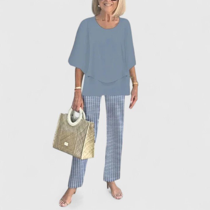 Sanne | Women's Botanical Print Batwing Top and Wide Leg Trouser Set
