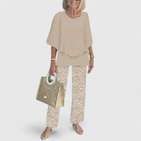 Sanne | Women's Botanical Print Batwing Top and Wide Leg Trouser Set