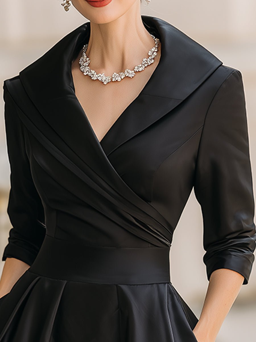 Lotte | Women's Elegant A-Line V-Neck Cocktail Dress with Pockets
