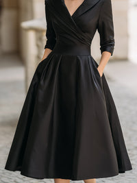 Lotte | Women's Elegant A-Line V-Neck Cocktail Dress with Pockets