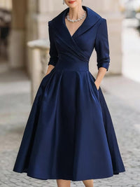 Lotte | Women's Elegant A-Line V-Neck Cocktail Dress with Pockets