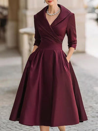 Lotte | Women's Elegant A-Line V-Neck Cocktail Dress with Pockets