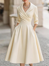 Lotte | Women's Elegant A-Line V-Neck Cocktail Dress with Pockets