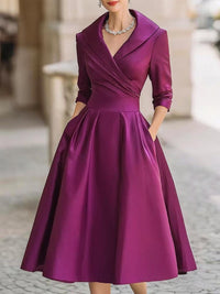 Lotte | Women's Elegant A-Line V-Neck Cocktail Dress with Pockets