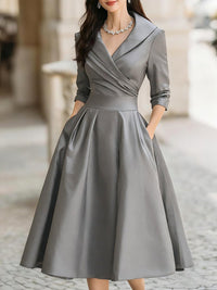 Lotte | Women's Elegant A-Line V-Neck Cocktail Dress with Pockets