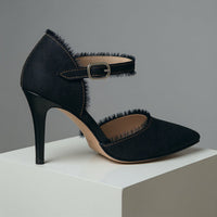 Dani Distressed Denim Stiletto in Charcoal