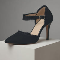Dani Distressed Denim Stiletto in Charcoal