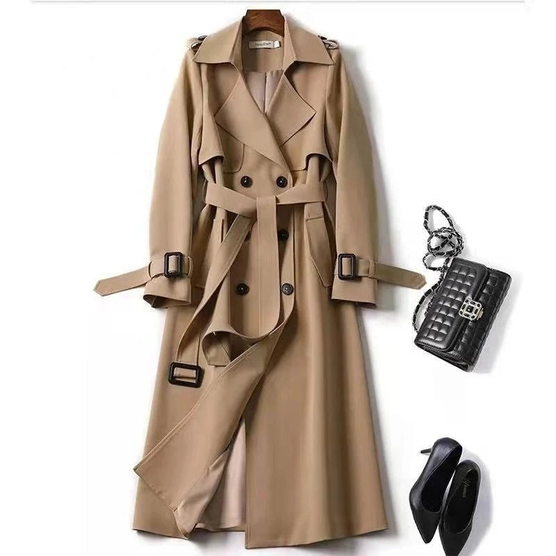 Dania Double-Breasted Trench Coat in Khaki