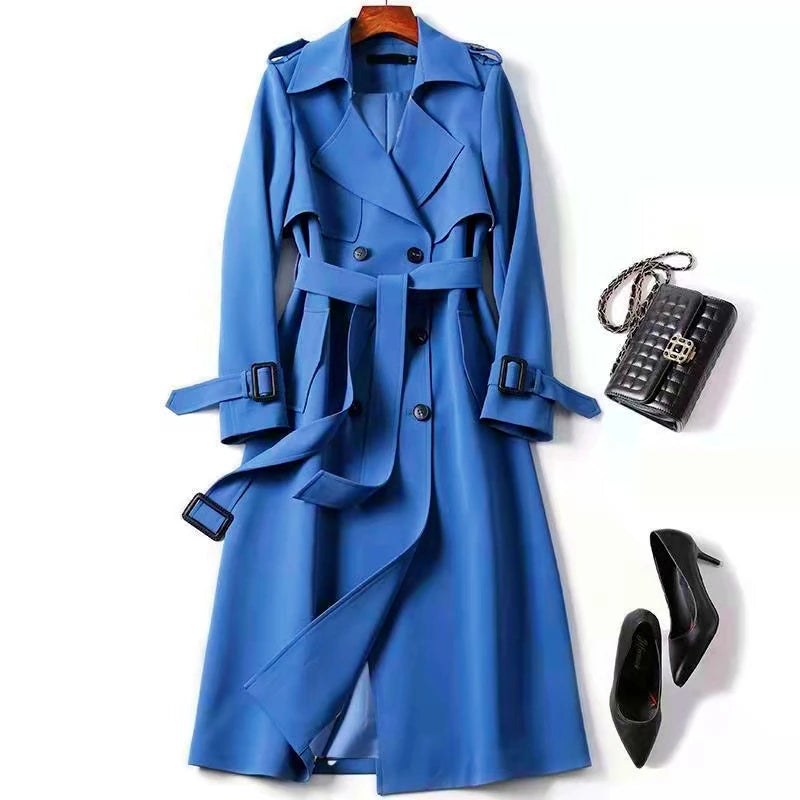 Dania Double-Breasted Trench Coat in Royal Blue