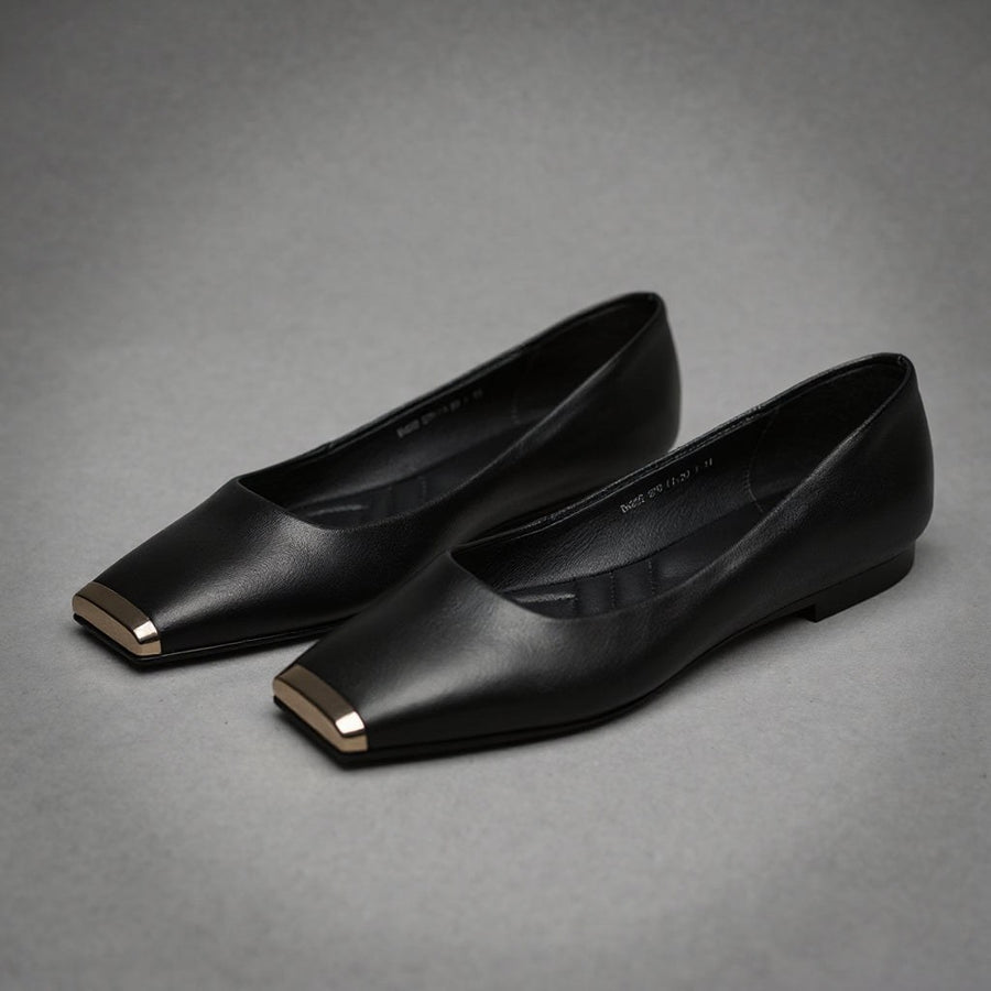 Dania Gold Toe Ballet Flat in Charcoal
