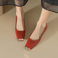 Dania Gold Toe Ballet Flat in Crimson