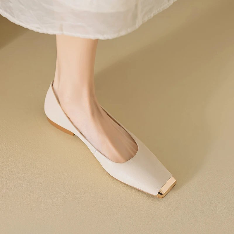 Dania Gold Toe Ballet Flat in Pearl