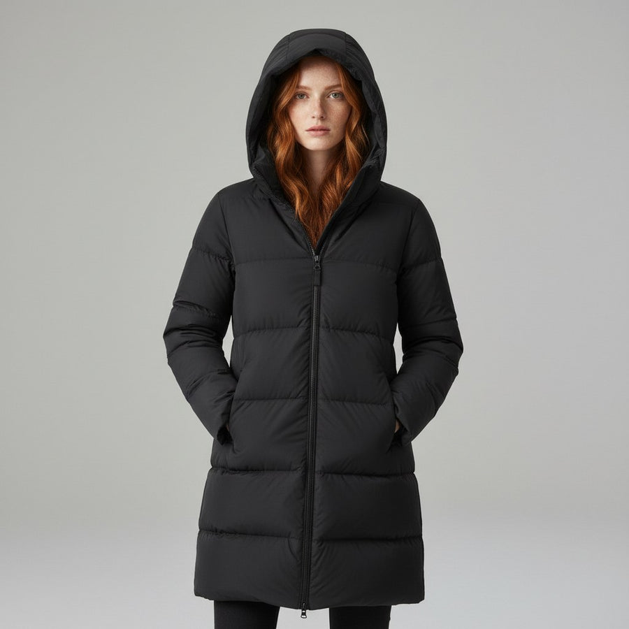 Dania Mid Length Puffer Coat in Charcoal