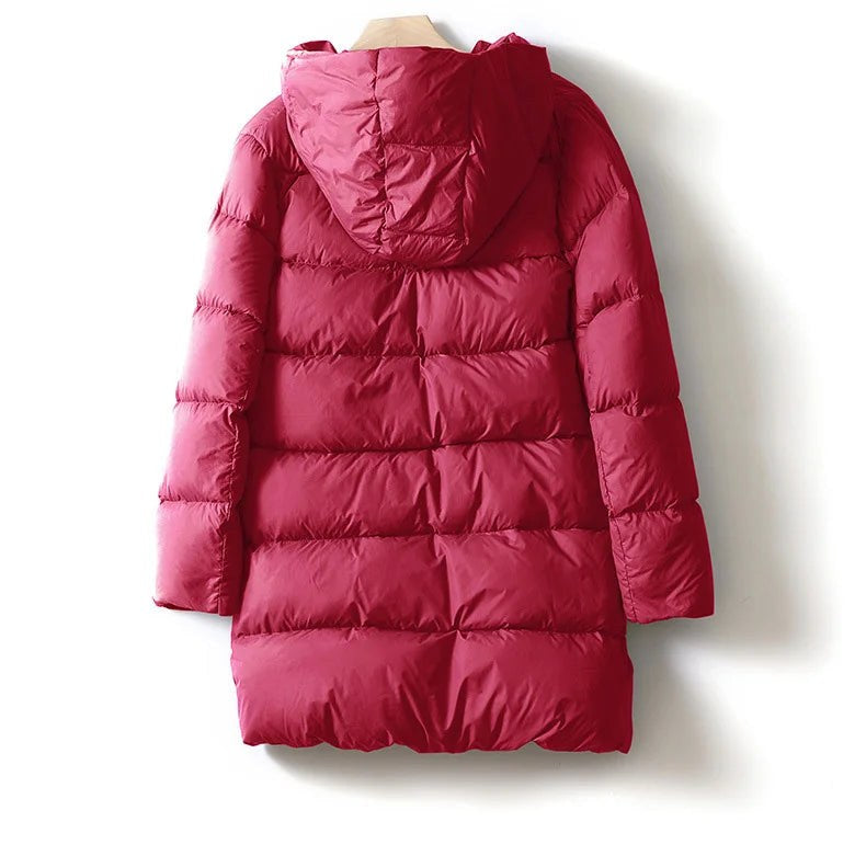 Dania Mid Length Puffer Coat in Cherry