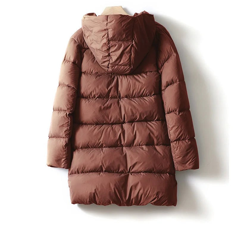 Dania Mid Length Puffer Coat in Espresso Brown