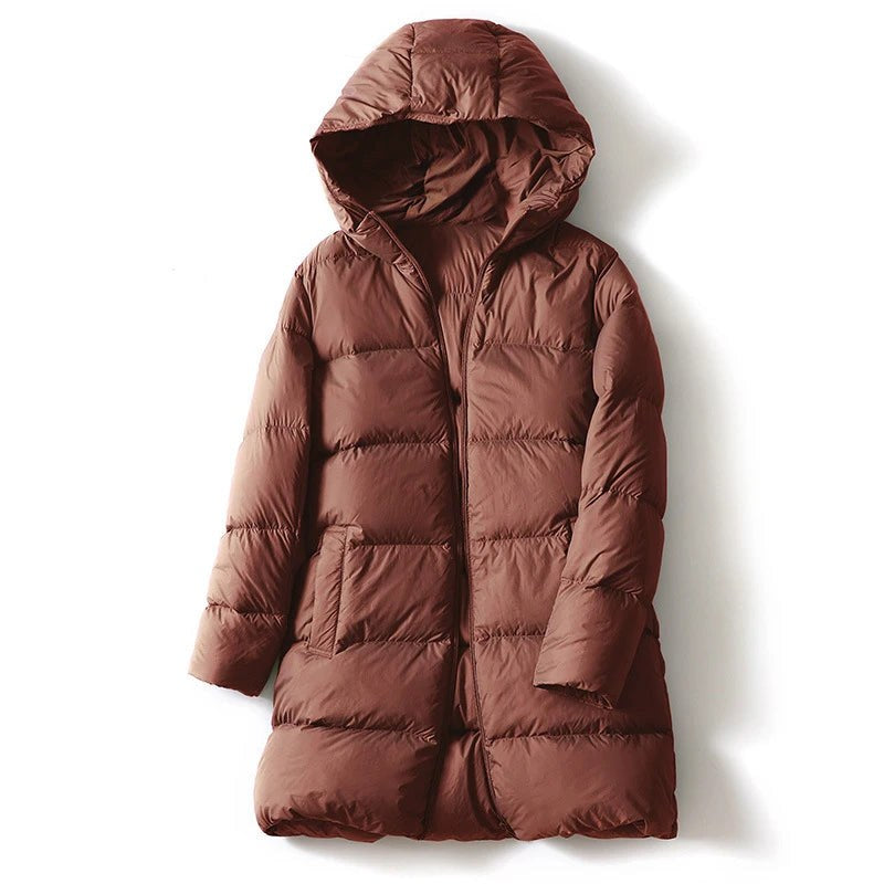 Dania Mid Length Puffer Coat in Espresso Brown