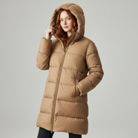 Dania Mid Length Puffer Coat in Sienna Brown
