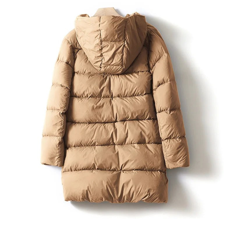 Dania Mid Length Puffer Coat in Sienna Brown