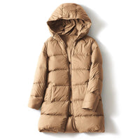 Dania Mid Length Puffer Coat in Sienna Brown