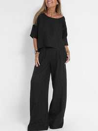 Daniela Casual Linen Top in Black