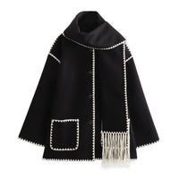 Daniela Elegant Coat with Button Front in Black