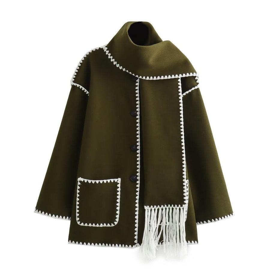 Daniela Elegant Coat with Button Front in Green