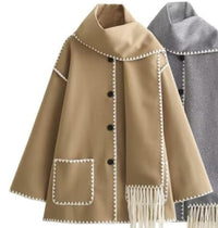 Daniela Elegant Coat with Button Front in Khaki