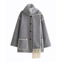Daniela Elegant Coat with Button Front in Light Grey