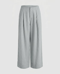 Daniela Elegant Linen Trousers with Pockets in Blaugrau