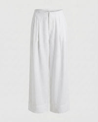 Daniela Elegant Linen Trousers with Pockets in White