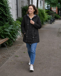 Dante Coat with Zip Front and Hood in Black