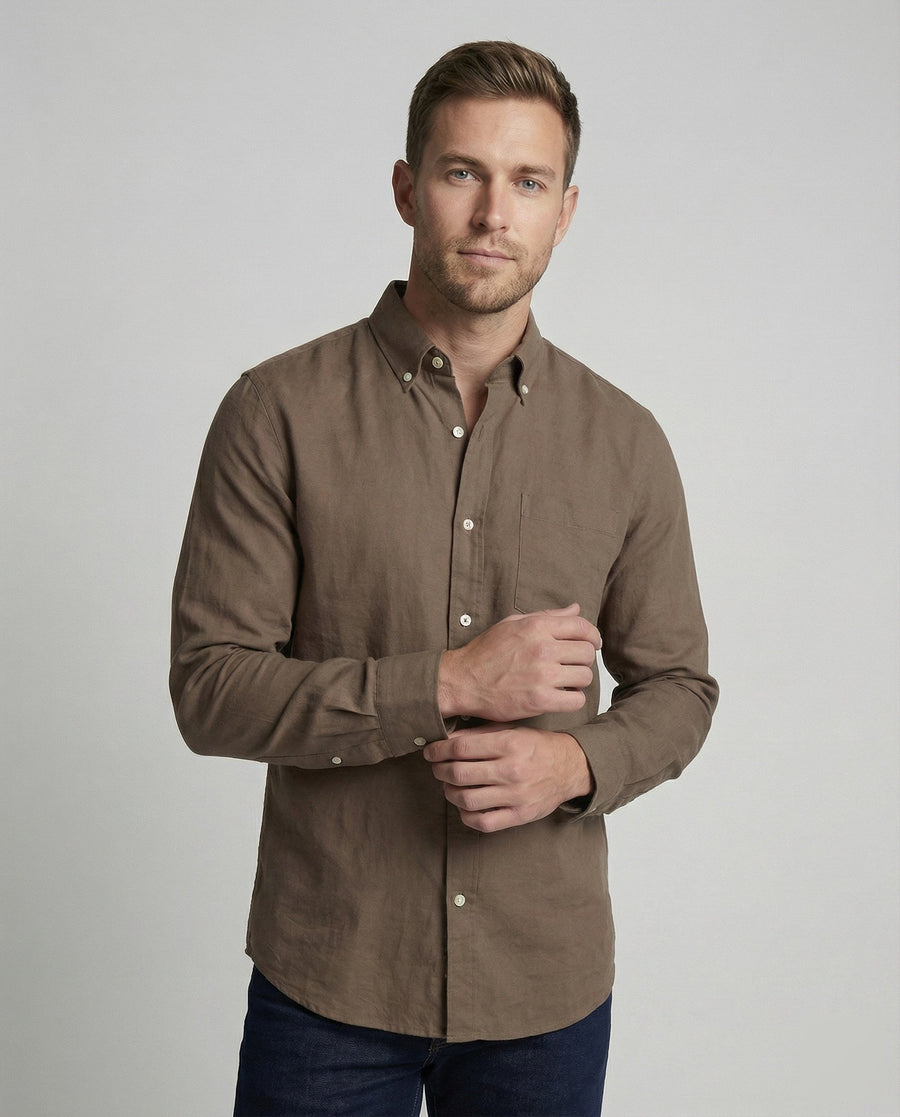 Dante Linen Blend Shirt with Chest Pocket