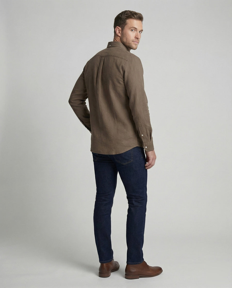 Dante Linen Blend Shirt with Chest Pocket