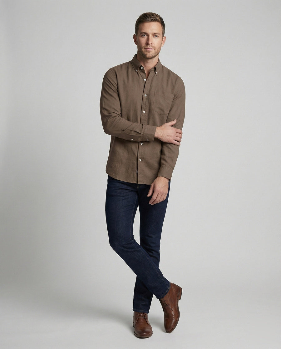 Dante Linen Blend Shirt with Chest Pocket