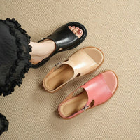 Daphne Cutout Leather Mule Sandal in Charcoal