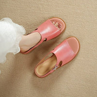 Daphne Cutout Leather Mule Sandal in Coral Rose