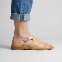 Daphne Cutout Leather Mule Sandal in Sandstone