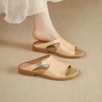 Daphne Cutout Leather Mule Sandal in Sandstone
