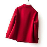 Daphne Double Breasted Pea Coat in Crimson