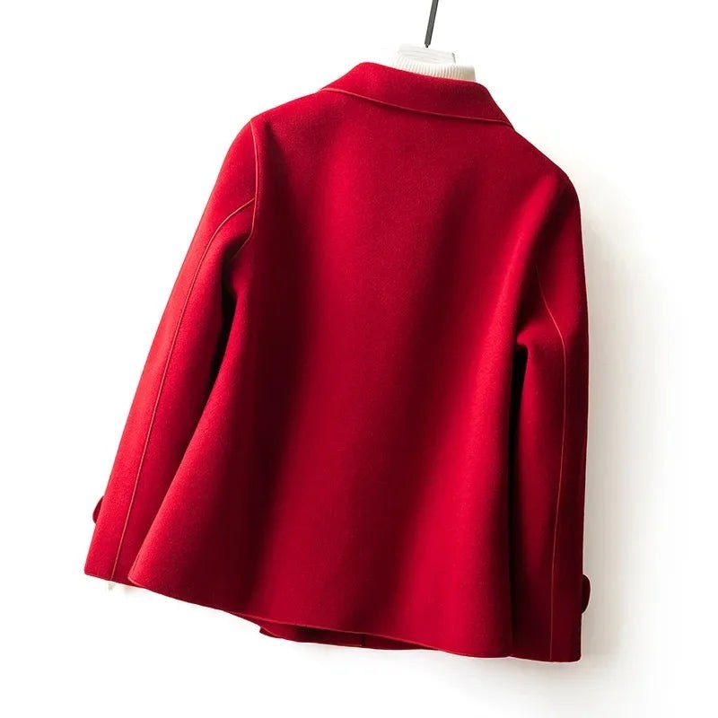 Daphne Double Breasted Pea Coat in Crimson