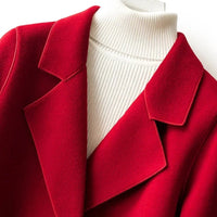 Daphne Double Breasted Pea Coat in Crimson