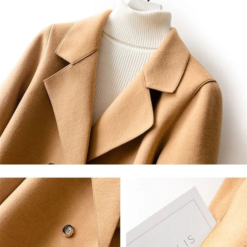 Daphne Double Breasted Pea Coat in Khaki