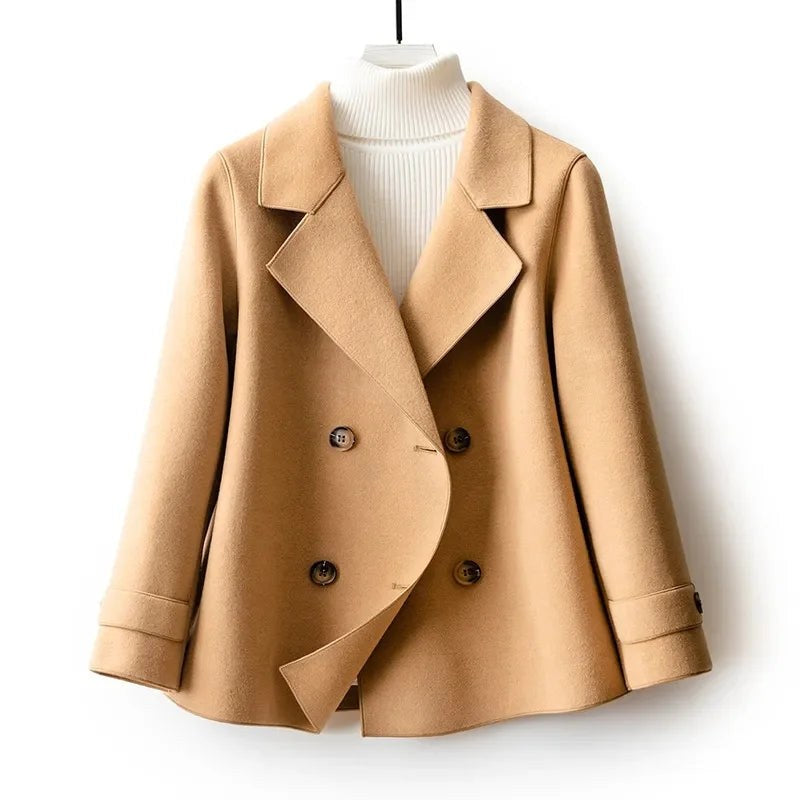 Daphne Double Breasted Pea Coat in Khaki